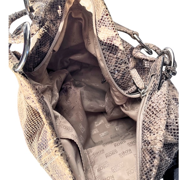 Authentic Michael Kors Tan Snake Print Shoulder Bag - Picture 4 of 6